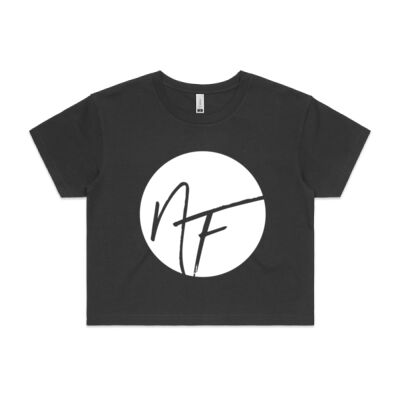 Ladies Cropped Tee White Logo Thumbnail